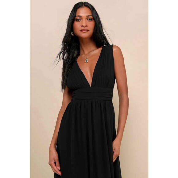 Lulus Heavenly Hues Maxi Dress Women's XL Black Sleeveless NWOT - Picture 4 of 11
